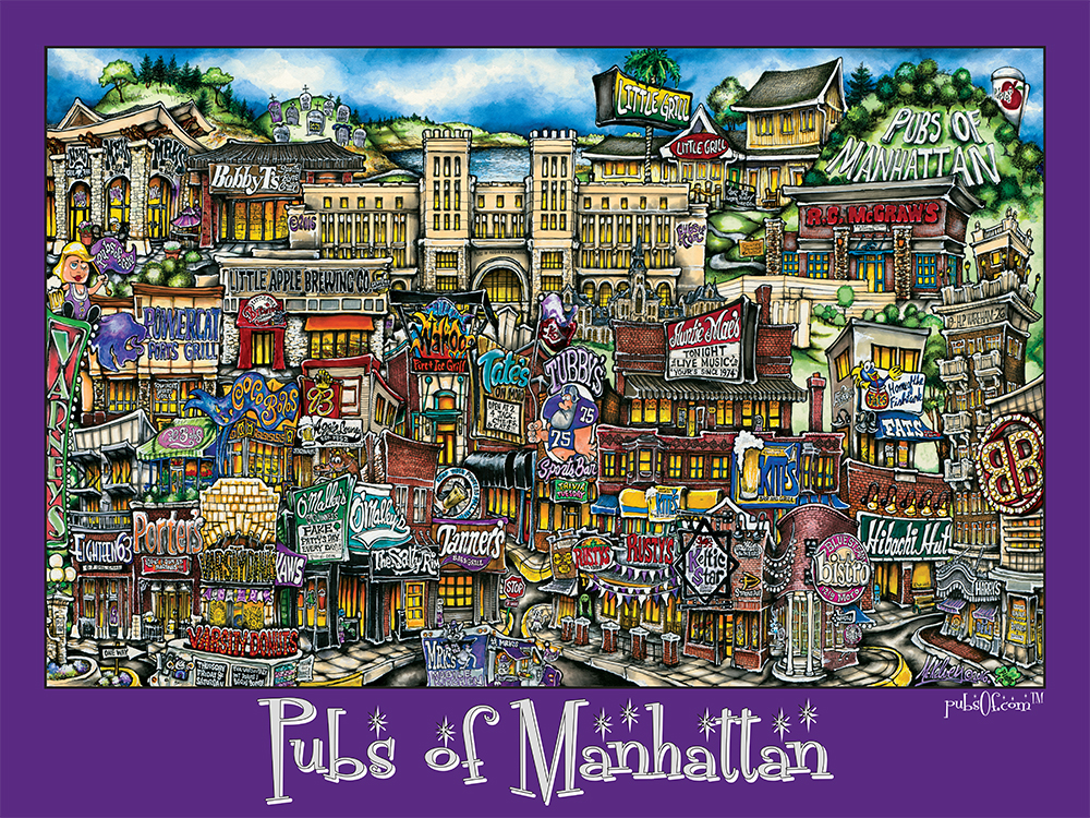 pubsOf Manhattan Poster In Purple Color